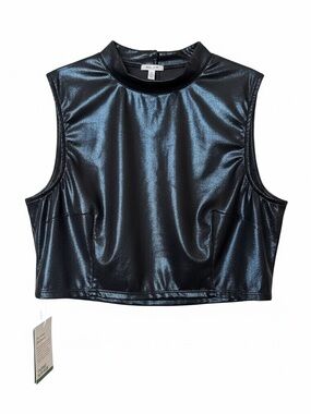 Halara Metallic Sleeveless Mockneck Crop Top, Size M